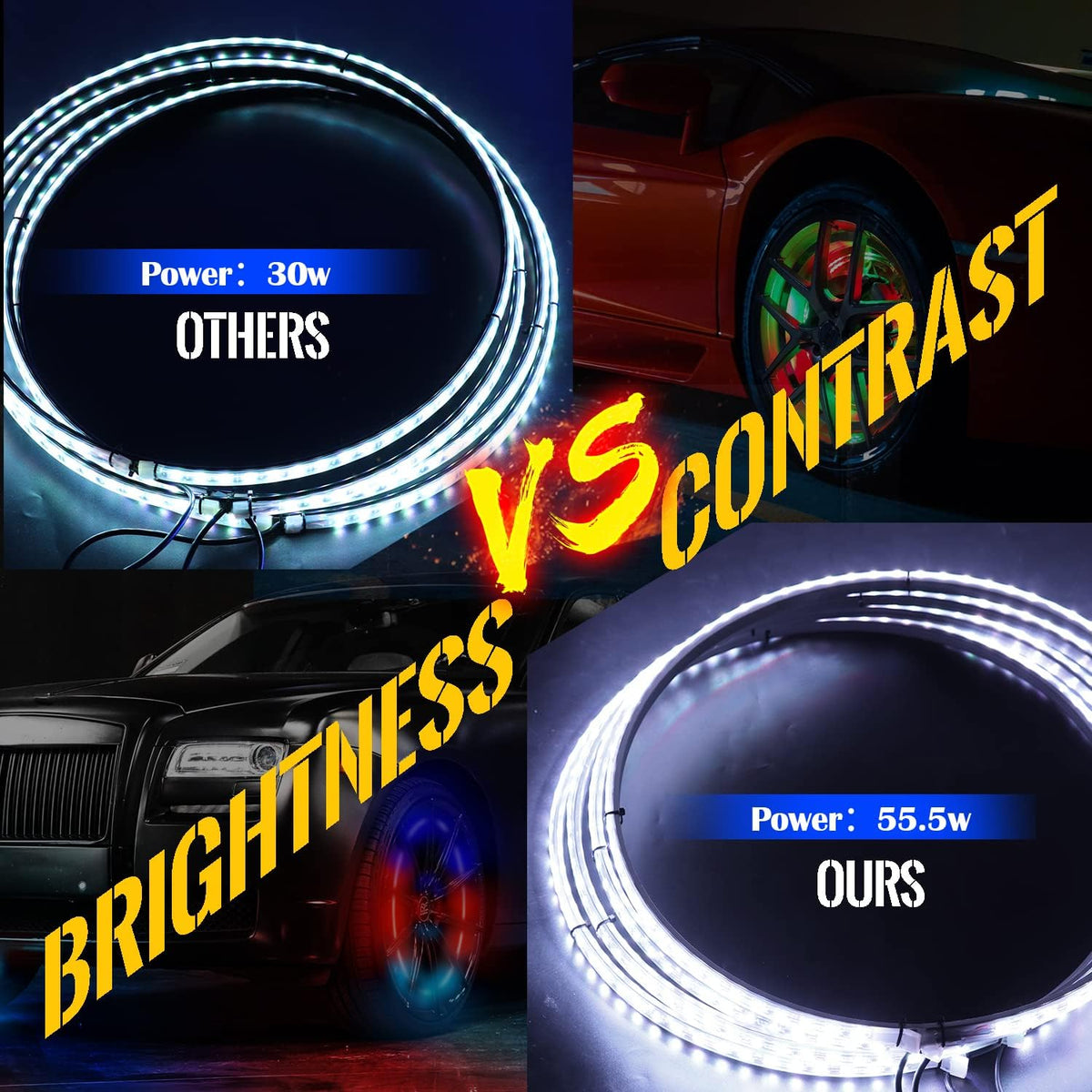 15.5 inch Single Row Wheel Ring Light Kit with Turn Signal and Braking Function 4PCS X420060