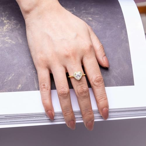 1.12 Carat Heart-Shaped Moissanite Rings with 18K White Gold Plated 925 Sterling Silver P2266