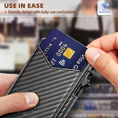 Men Wallet Money Clip Wallet Slim 9 Cards Metal Credit Card Case Magnetic Leather Flip O416169