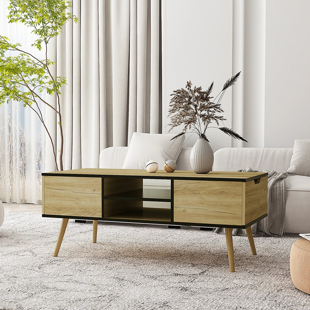 Natural Wood Coffee Table with Storage O2937