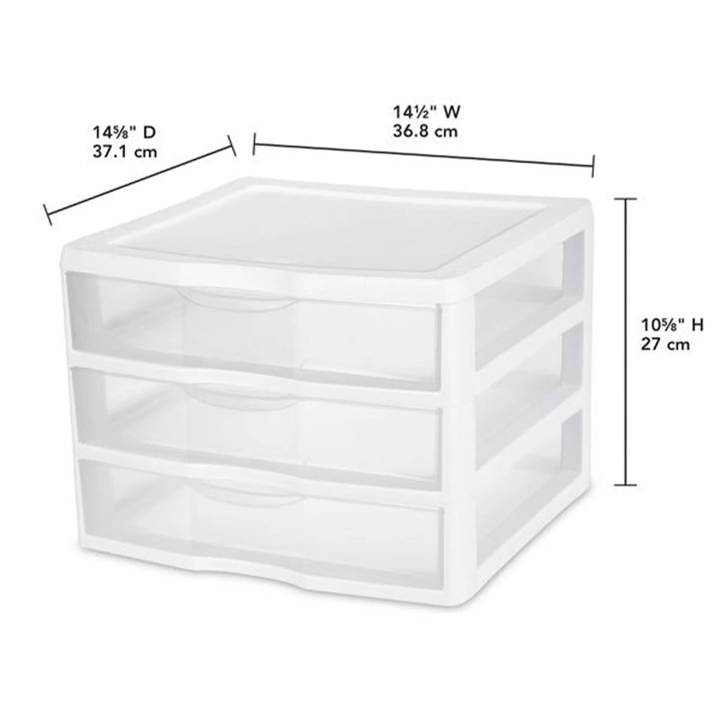 Clear Plastic 3 Drawer Storage System, 3 Pack H31879