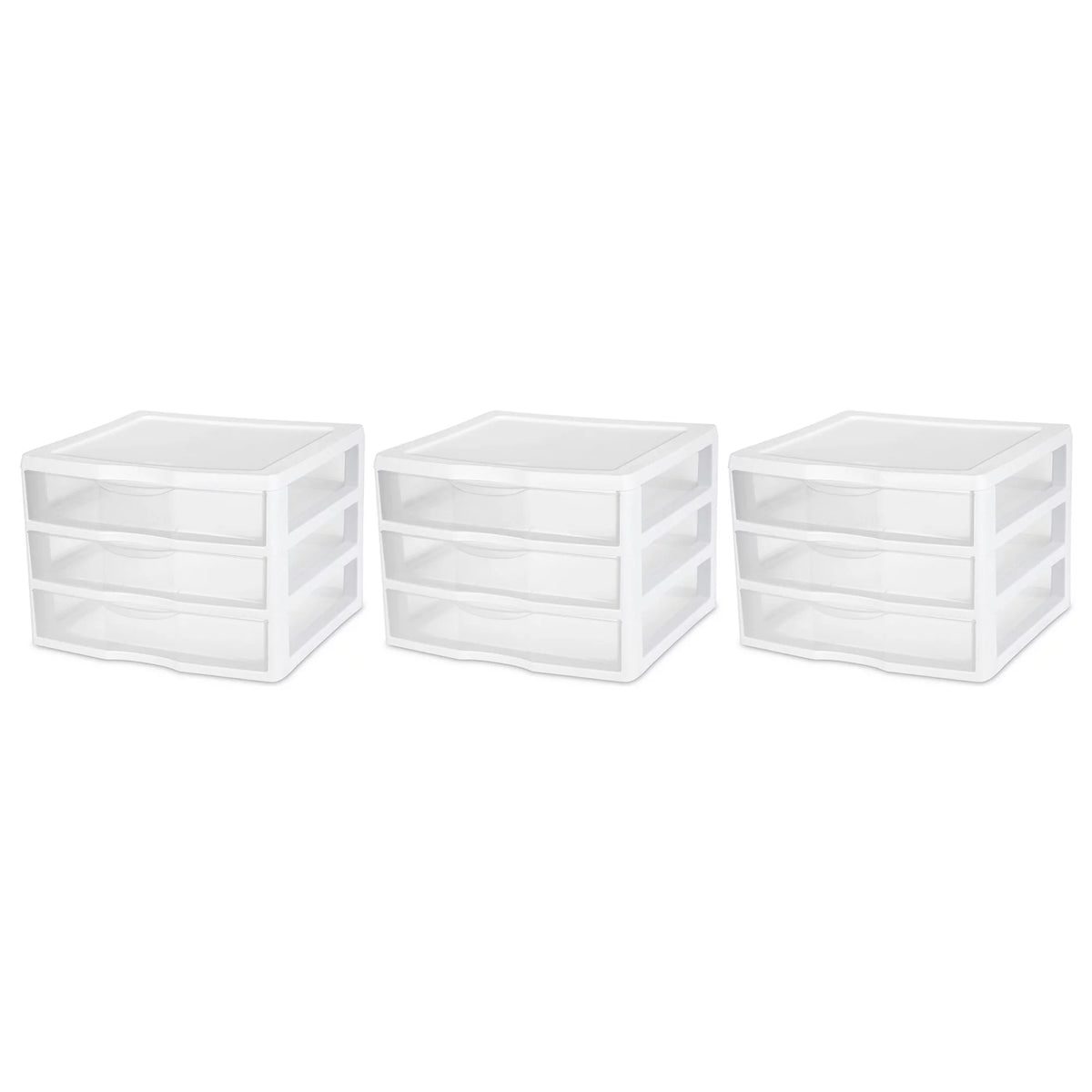 Clear Plastic 3 Drawer Storage System, 3 Pack H31879