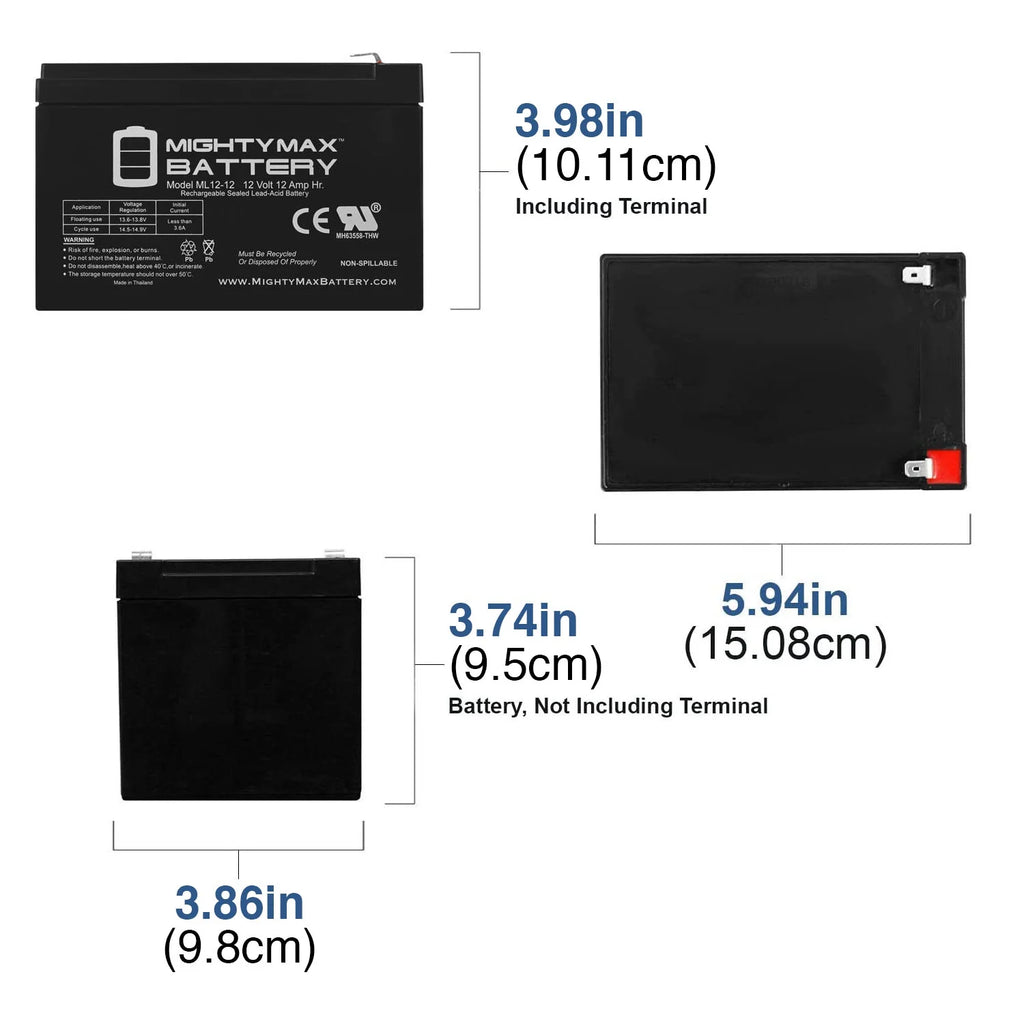 12V 12Ah Ebike Electric Scooter Battery - 4 Pack R25026