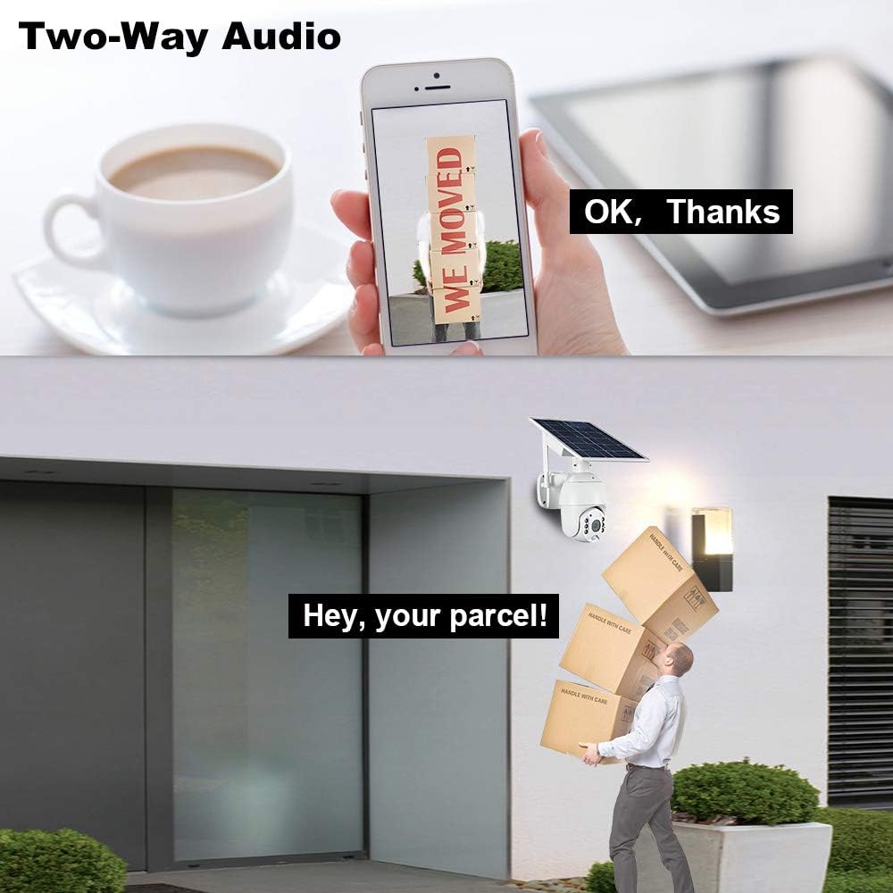 Wireless Solar Security Camera 1080P Night Vision 2-Way Audio U98005