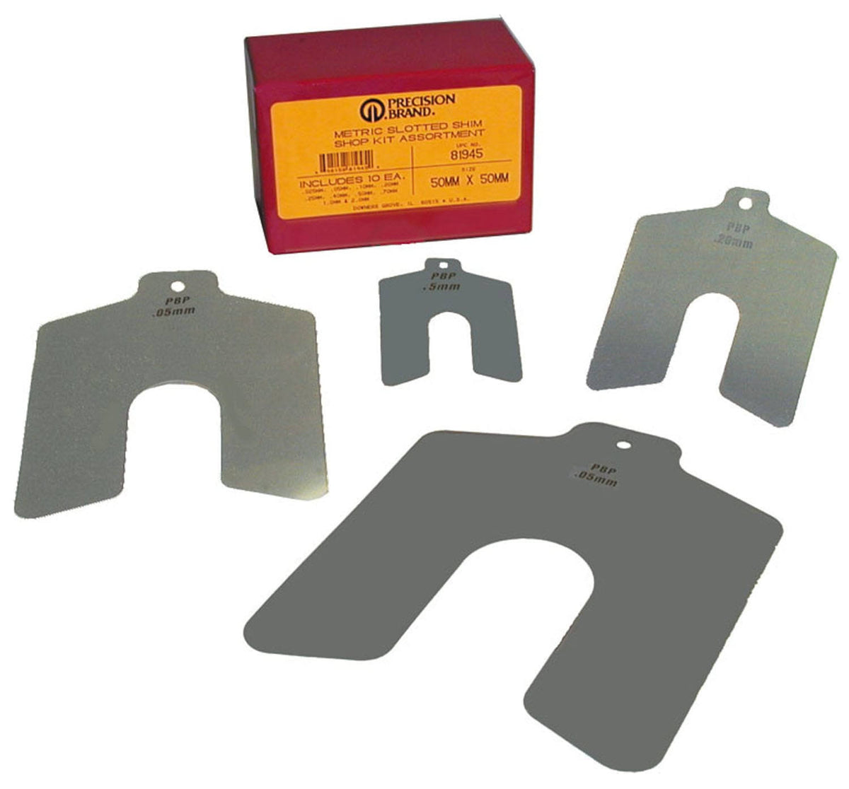 100mm x 100mm Stainless Steel Metric Slotted Shim, 100 Piece Kit H837966