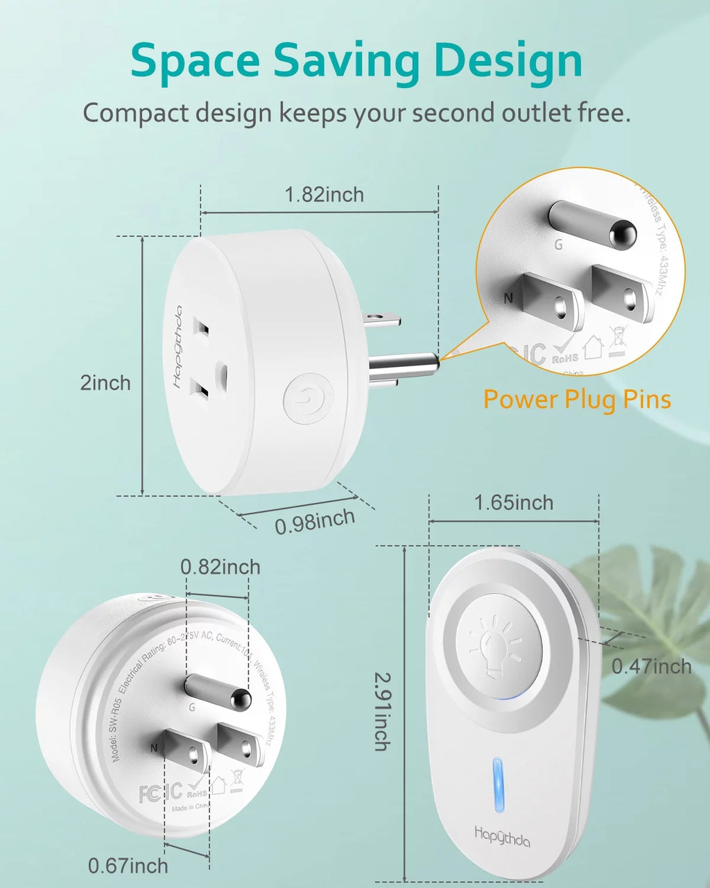 Wireless Remote Control Electrical Outlet Switch White G455