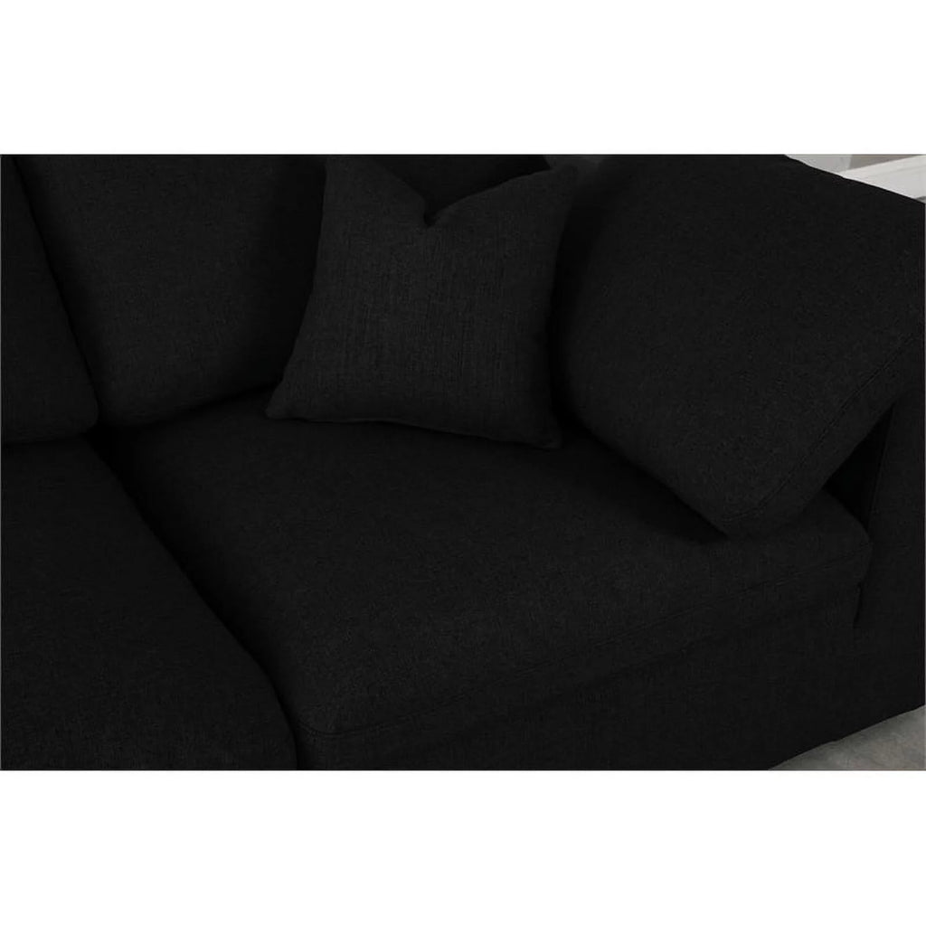 Black Linen Fabric Modular Sectional F697554