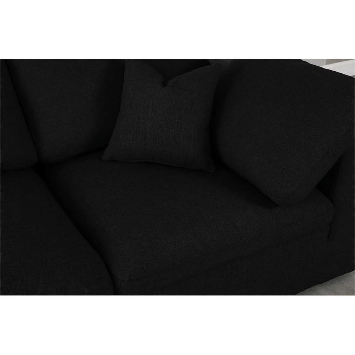 Black Linen Fabric Modular Sectional F697554