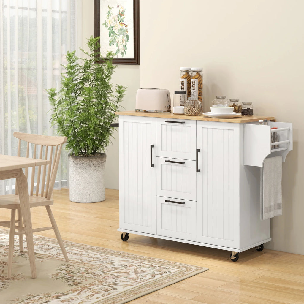 White Kitchen Island on Wheels T72067