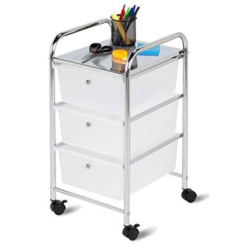 3 Drawer Plastic Storage Cart on Wheels Q306196