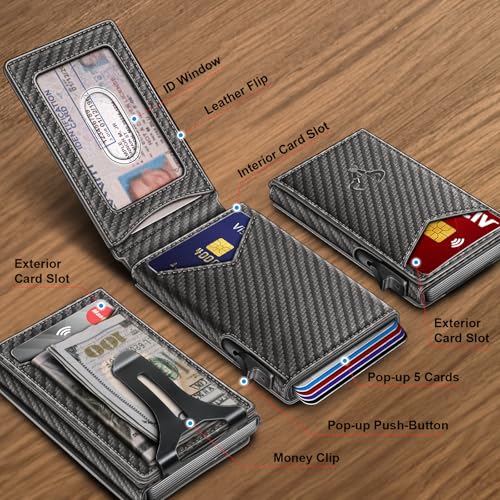Men Wallet Money Clip Wallet Slim 9 Cards Metal Credit Card Case Magnetic Leather Flip O416169