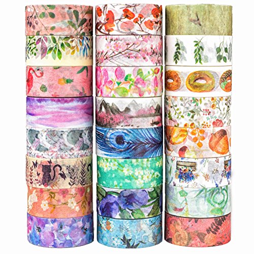 60 Rolls Washi Tape Set, Decorative Adhesive Masking Tape, Each Roll 5.4yd Total 328yd J373782
