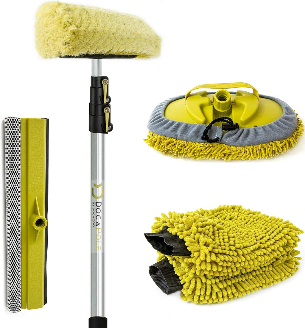 Car Cleaning Kit with Soft Car Wash Brush, Squeegee, Mitt, Microfiber Cleaning Head & Extension Pole W827781