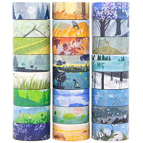 60 Rolls Washi Tape Set, Decorative Adhesive Masking Tape, Each Roll 5.4yd Total 328yd J373782
