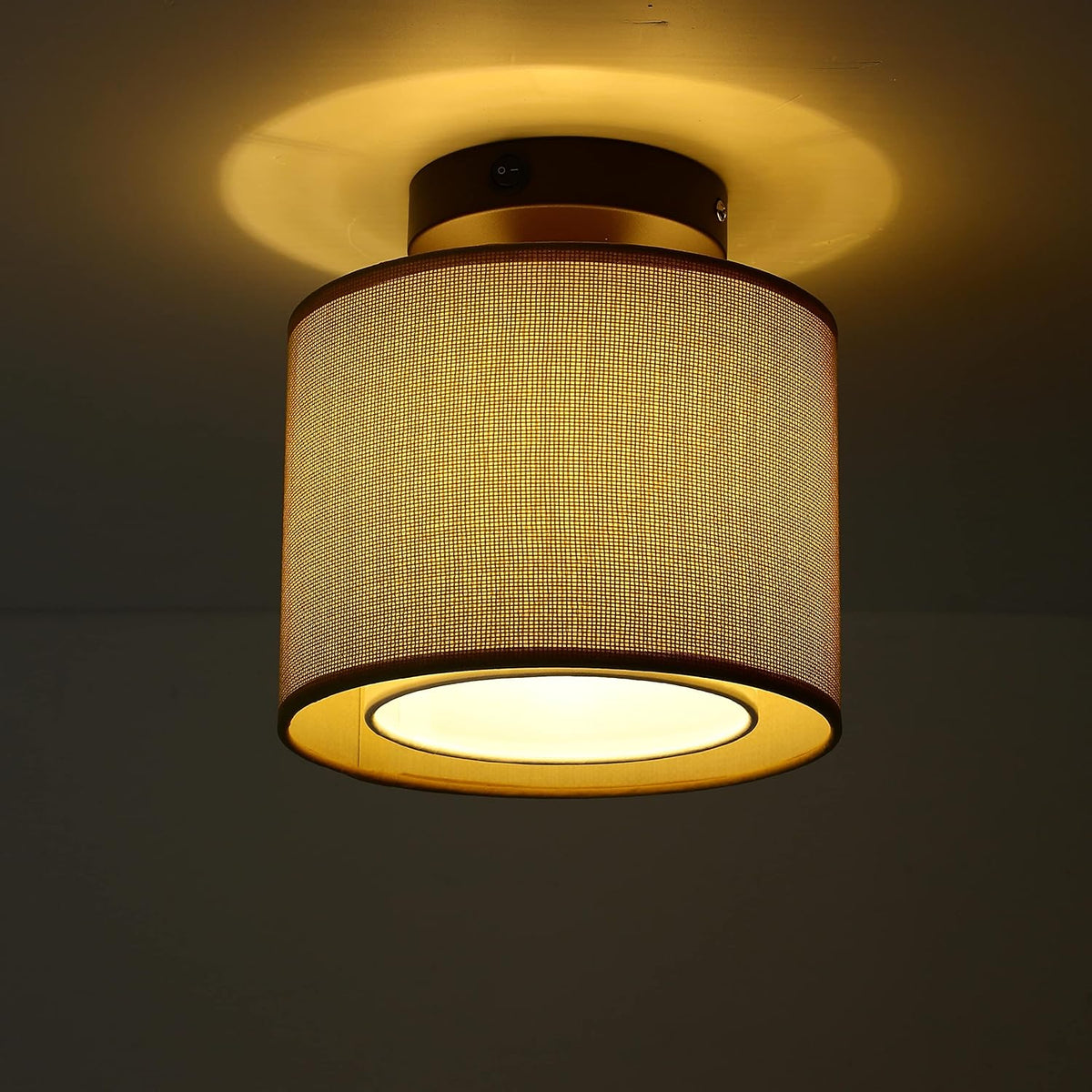 12V RV Interior Light Fixture with On&Off Switch, Beige Fabric Shade A199