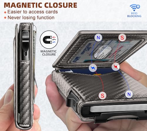 Men Wallet Money Clip Wallet Slim 9 Cards Metal Credit Card Case Magnetic Leather Flip O416169