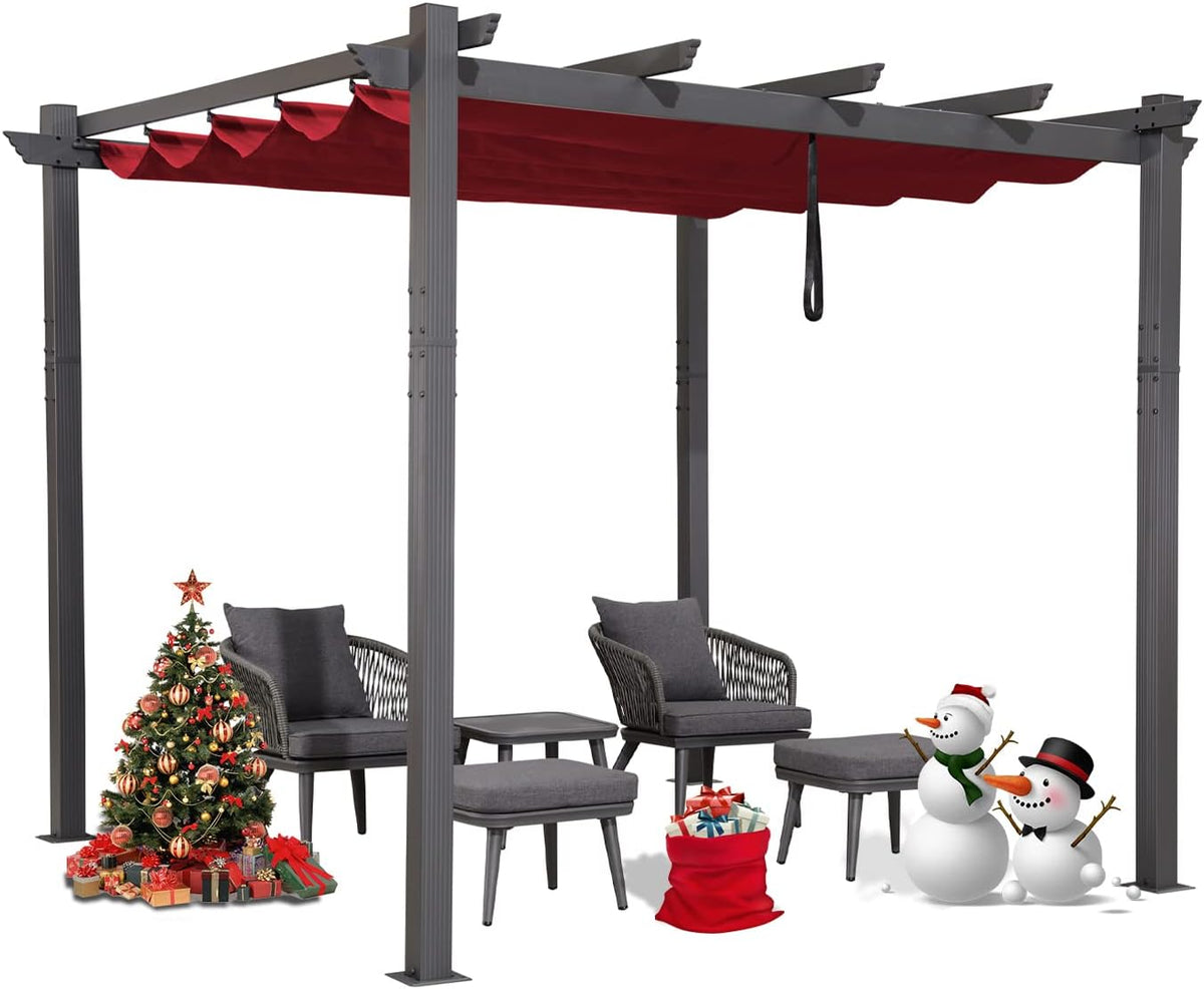 10' X 12' Outdoor Retractable Pergola with Sun Shade Canopy I881322