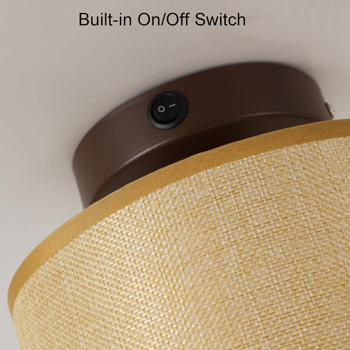 12V RV Interior Light Fixture with On&Off Switch, Beige Fabric Shade A199