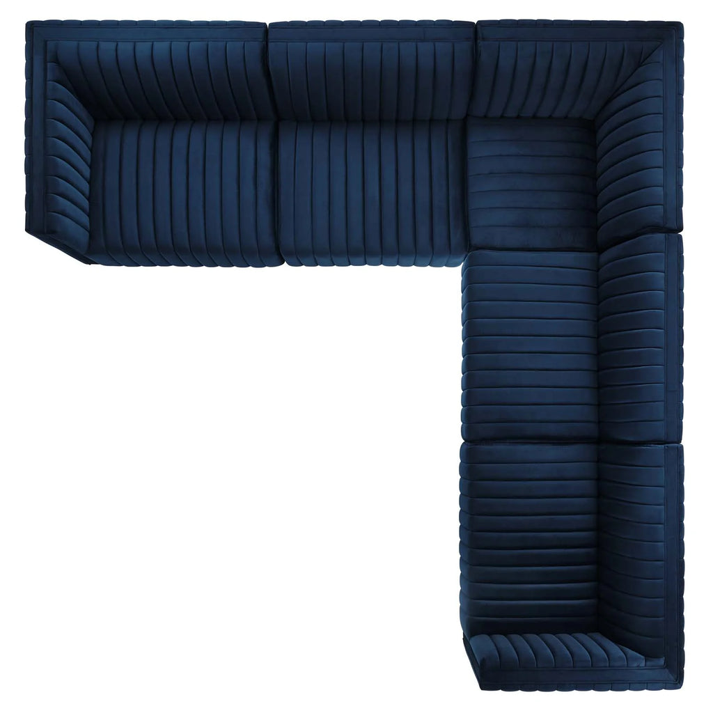 Tufted Performance Velvet 5-Piece Sectional I5805