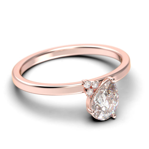 1.15 Carat Pear Cut Moissanite Engagement Ring in 925 Sterling Silver With 18k Rose Gold Plating S6210