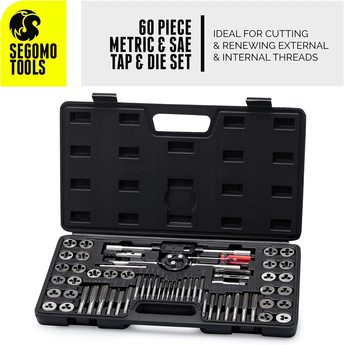 60 Piece Metric & SAE Tap and Die Set with Storage Case Z9578