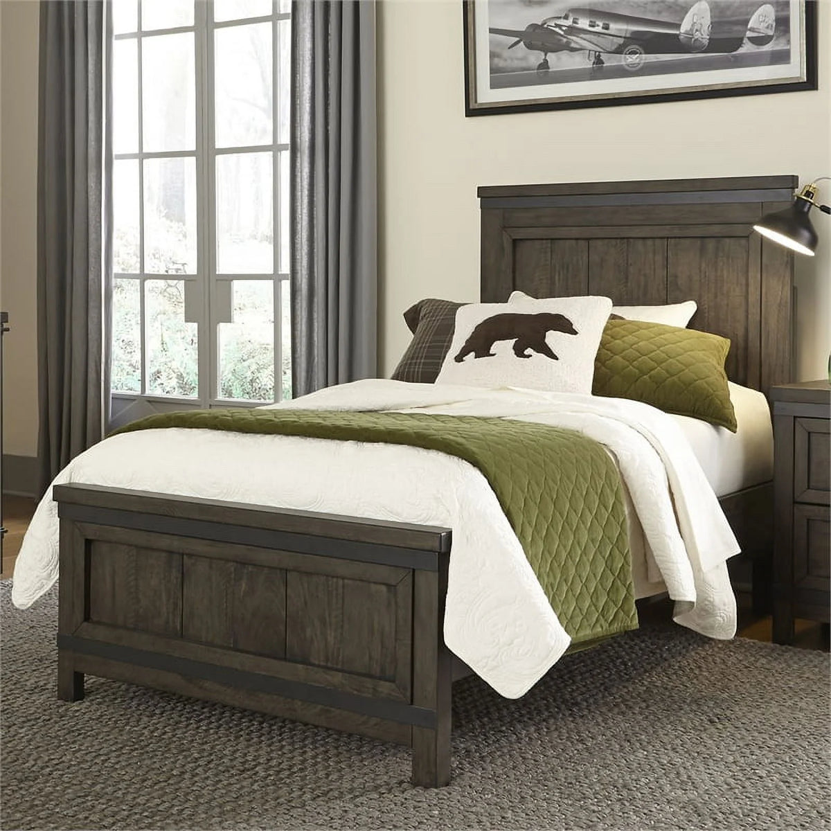 Dark Gray Twin Panel Bed W7047