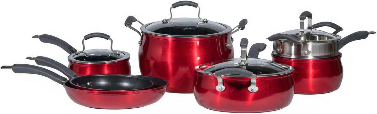 11 Piece Red Non-stick Aluminum Cookware Set Y57685
