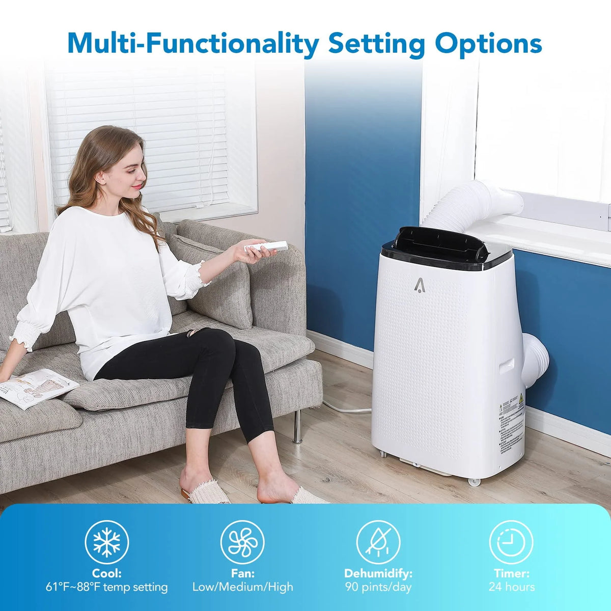 14000 BTU Portable Air Conditioner with Dehumidifier and Cooling Fan T4239