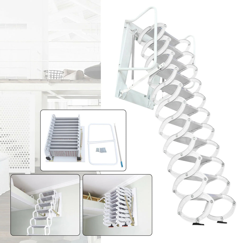 Wall Mounted Telescopic Foldable Attic Ladder 12 Steps B719