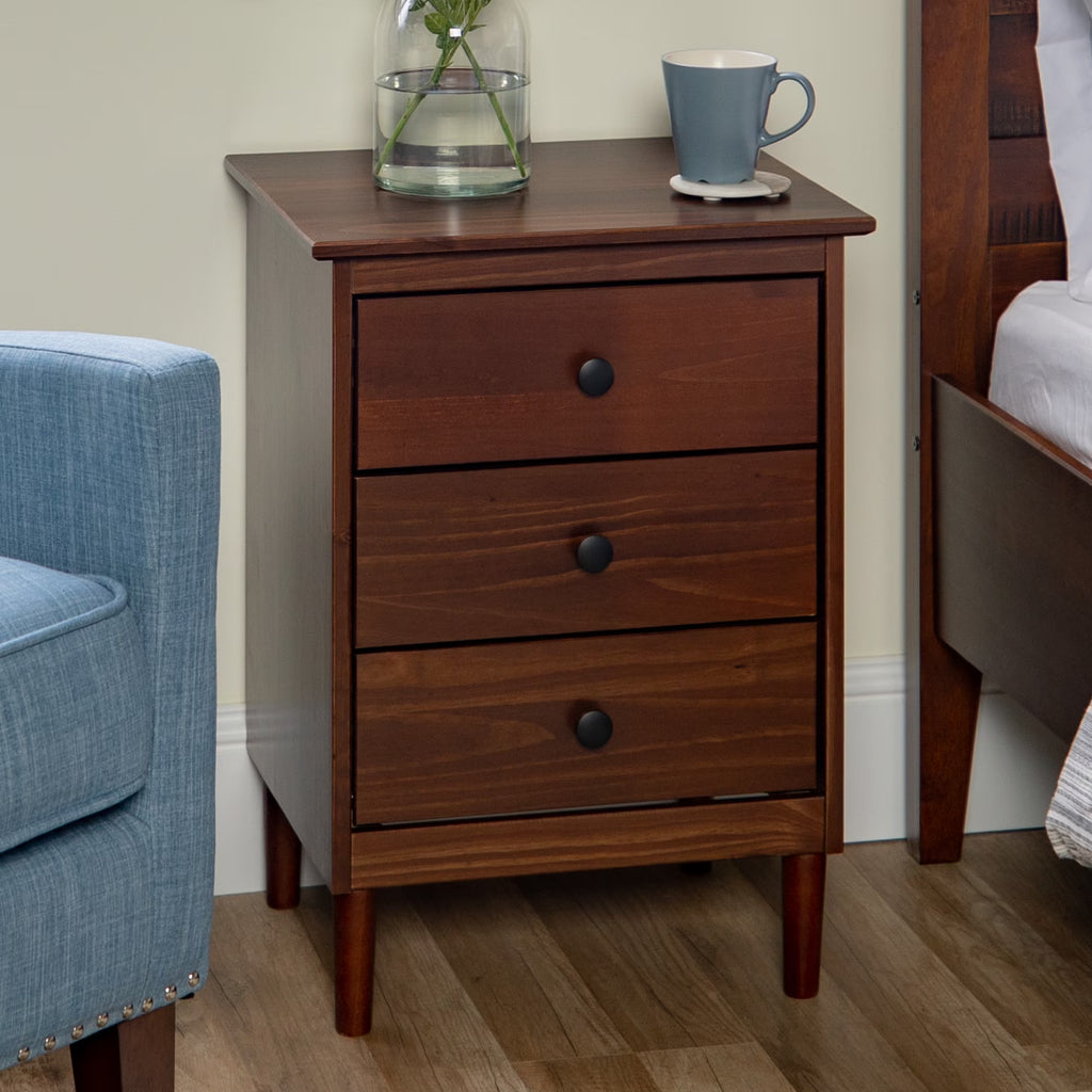 Walnut 3-Drawer Nightstand E230002