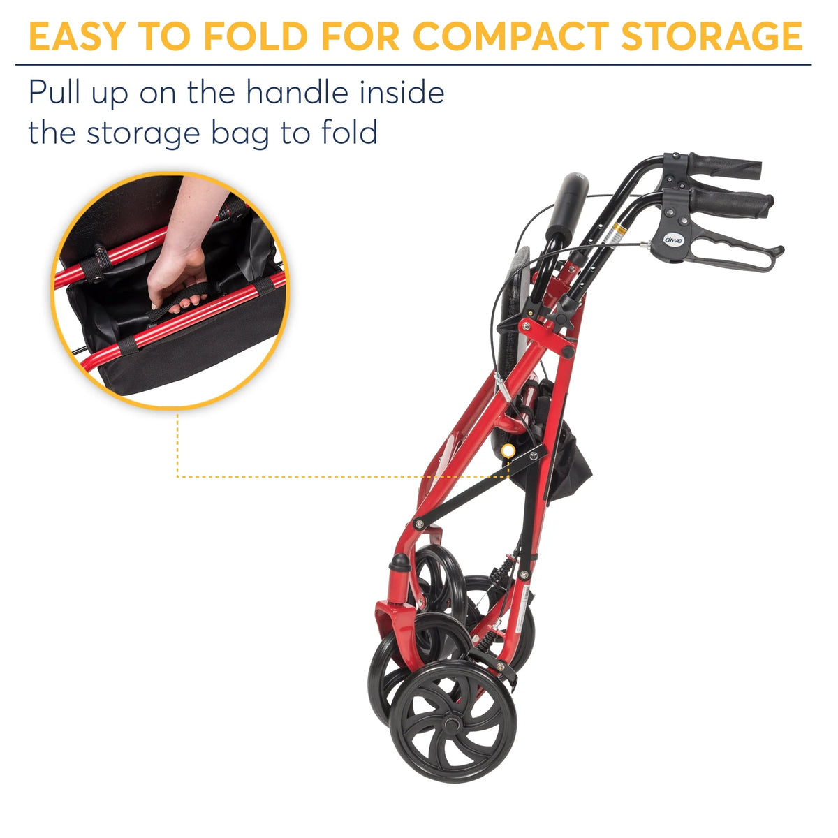 Red 4-Wheel Rollator with 7.5 Casters D792