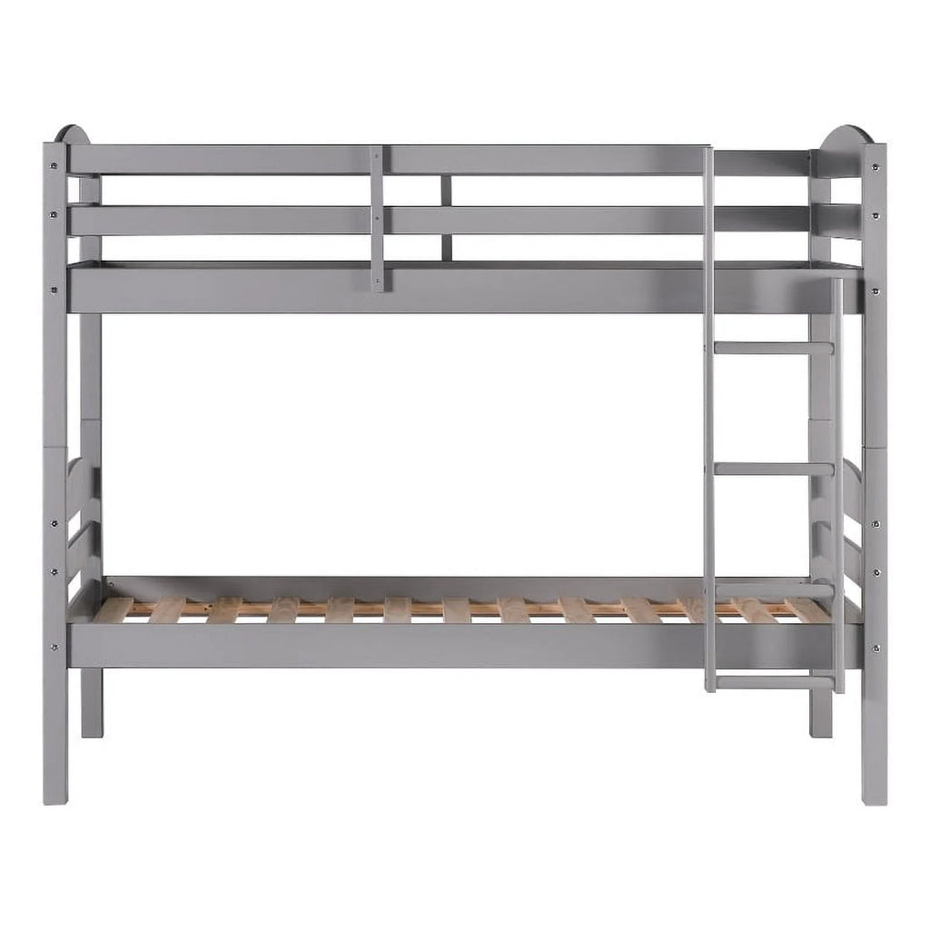 Gray Solid Wood Twin-over-Twin Bunk Bed Frame M530