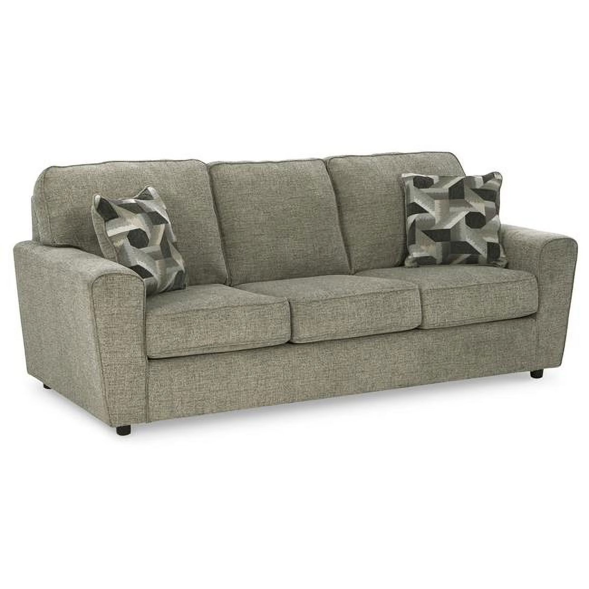 Gray Polyester Cushioned Sofa with 2 Throw Pillows A21996