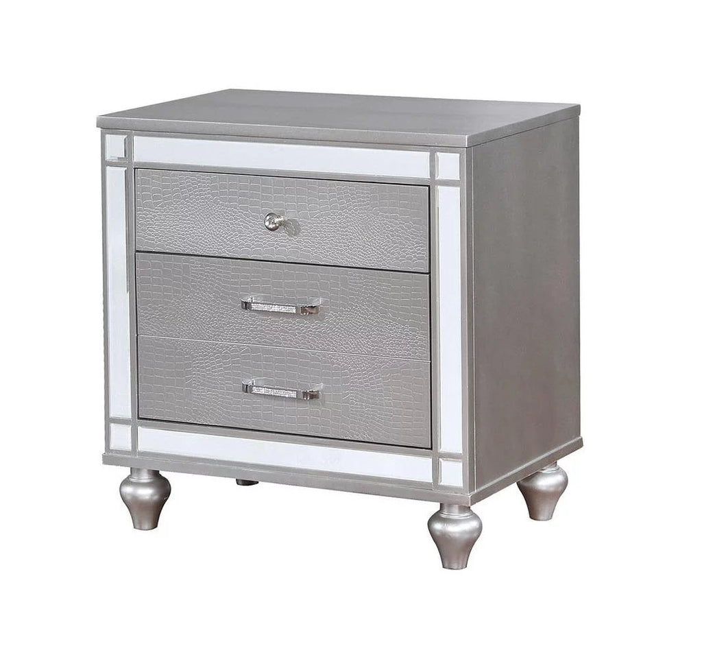 Contemporary Silver Solid Wood King Bedroom Set 5pcs O241
