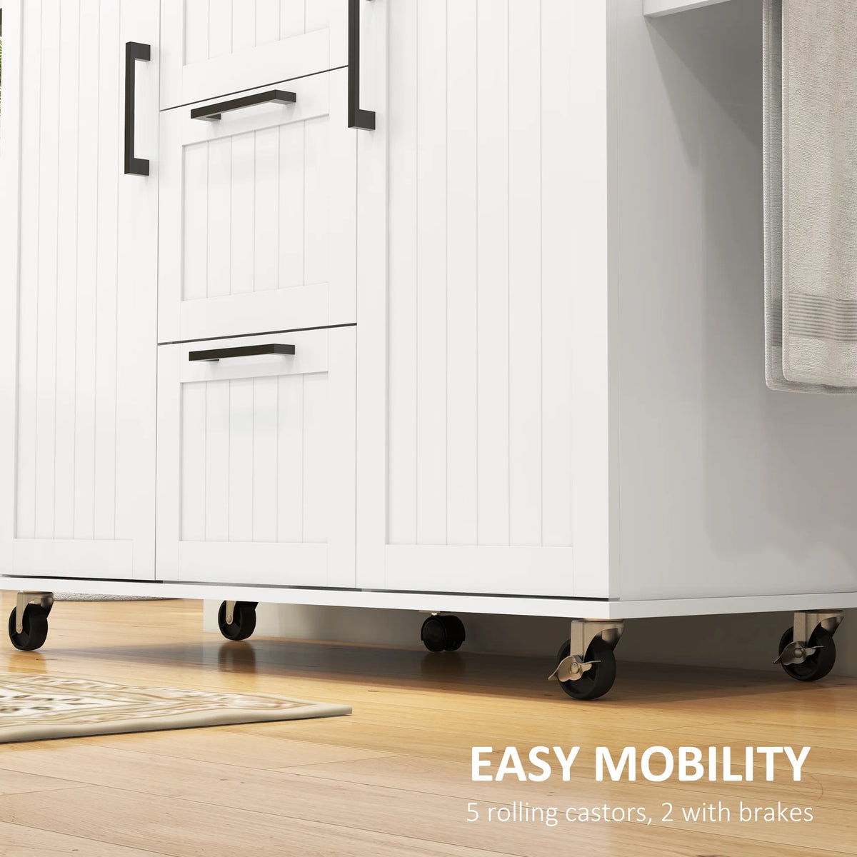 White Kitchen Island on Wheels T72067