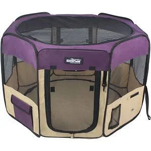 Purple & Beige Soft-Sided Dog & Cat Playpen W771162
