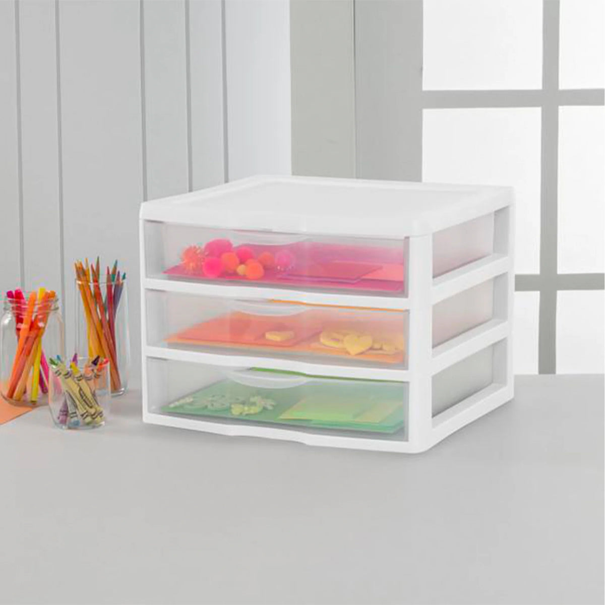 Clear Plastic 3 Drawer Storage System, 3 Pack H31879