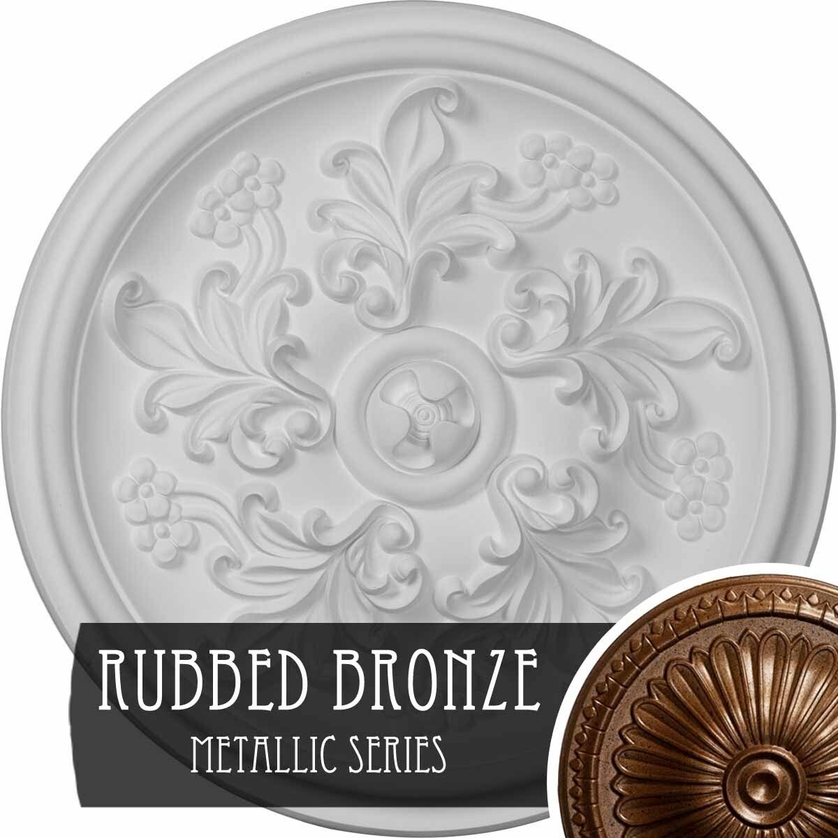 14 1/2x22OD x 2 3/4x22P Hand-Painted Rubbed Bronze Ceiling Medallion R407148