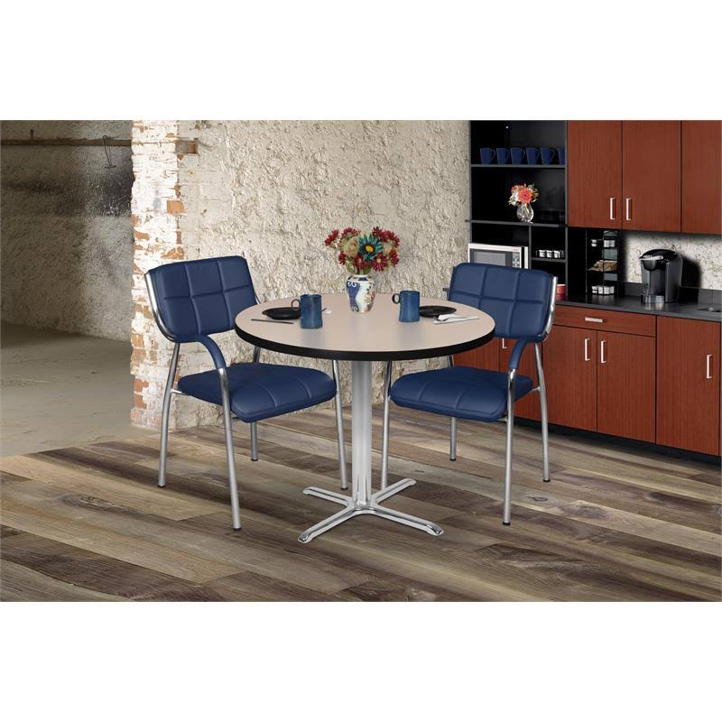 42 in. Round X-Base Table Beige & Chrome B42935