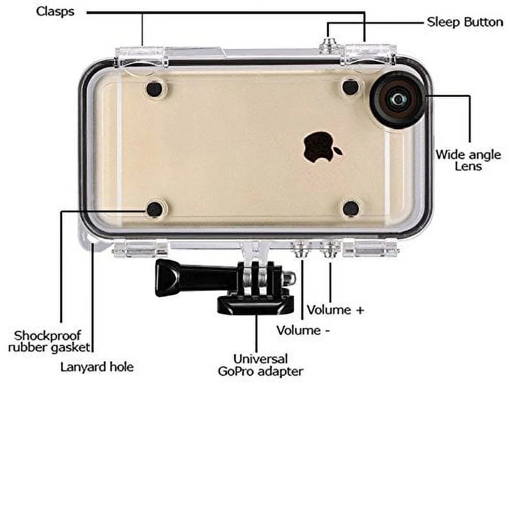 Waterproof Case for iPhone 6, 6S with Handlebar & Seatpost Mount for Bikes with Microfiber Cloth D874