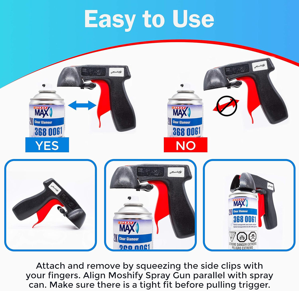 2K Clear Coat Aerosol Spray Can High Gloss Automotive Clear Coat Two Stage Clear Coat with Spray Can Trigger Pack of 2 U84243