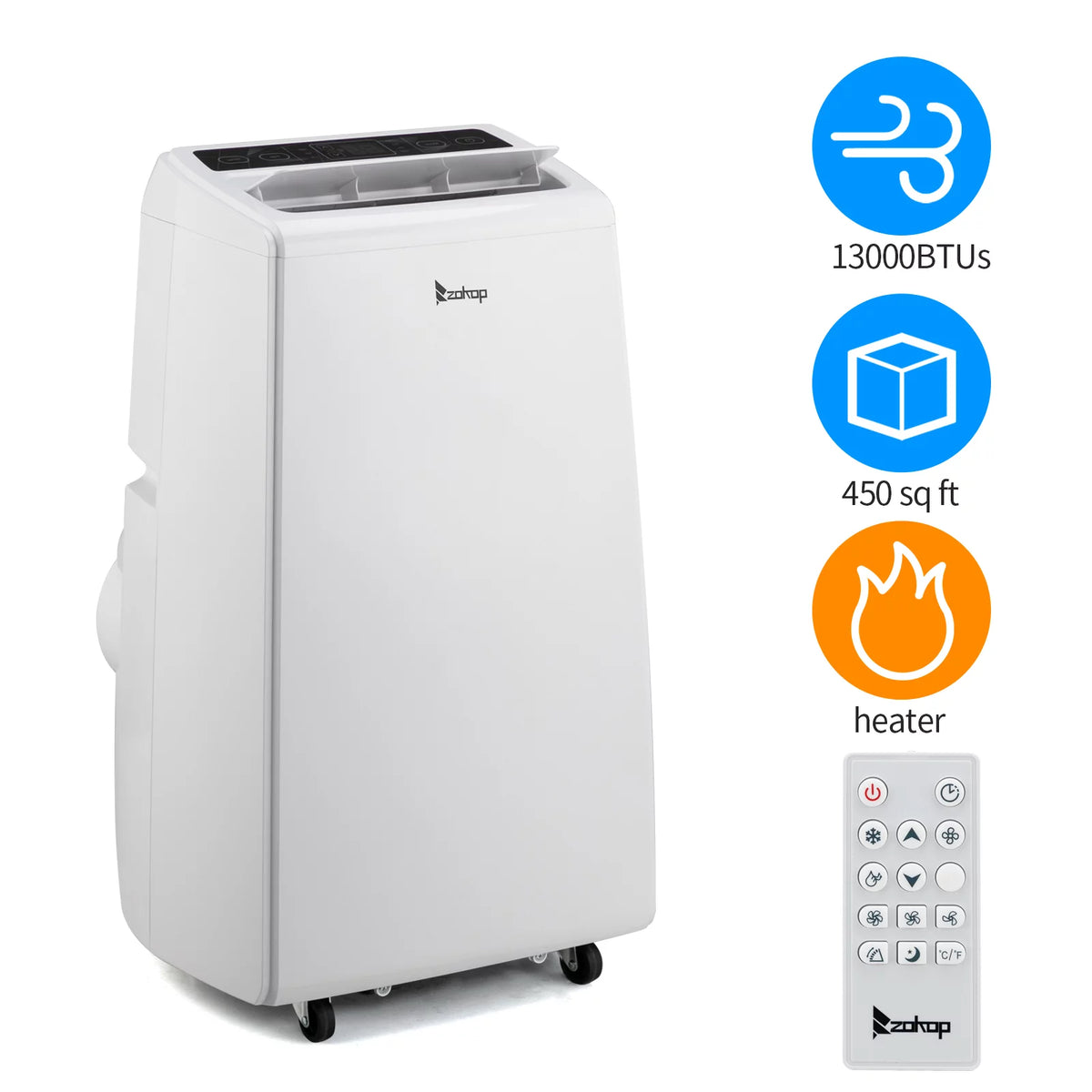 13000BTU Portable Air Conditioner Cooling Heating Dehumidification Fan H763