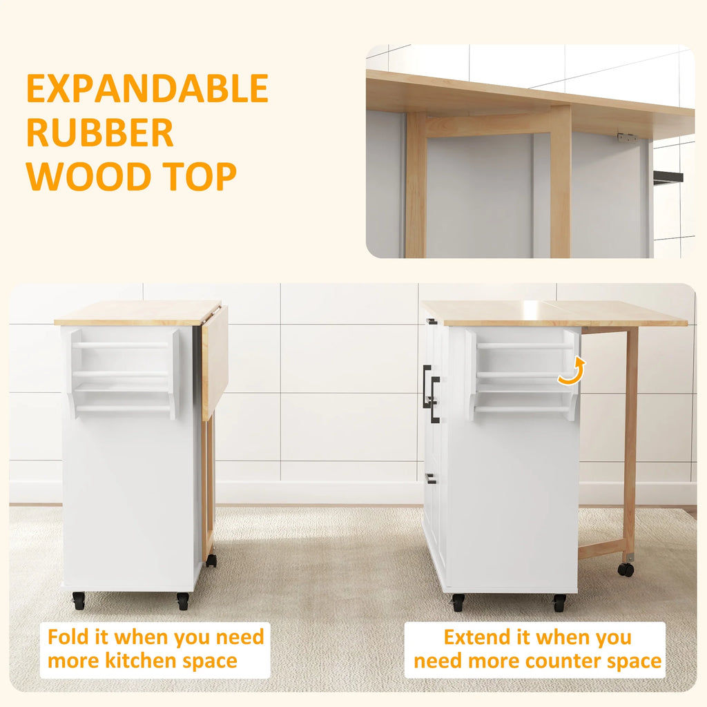 White Kitchen Island on Wheels T72067