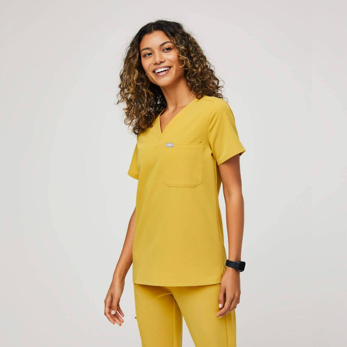 Light Gold One-Pocket Scrub Top E362