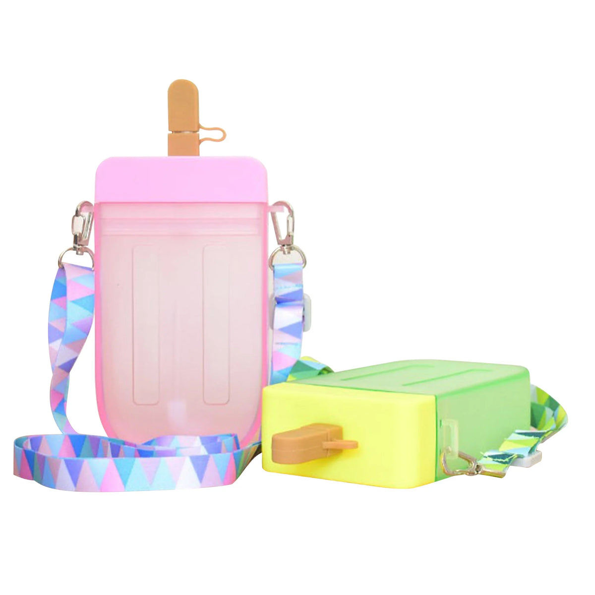 Translucent Water Bottle with Straw and Shoulder Strap L627936