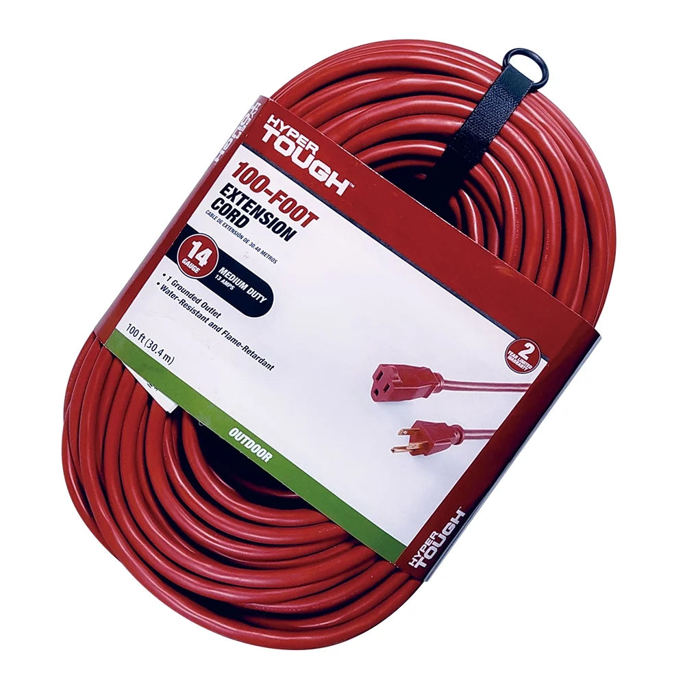 100FT 14AWG 3 Prong Red Extension Cord V42561
