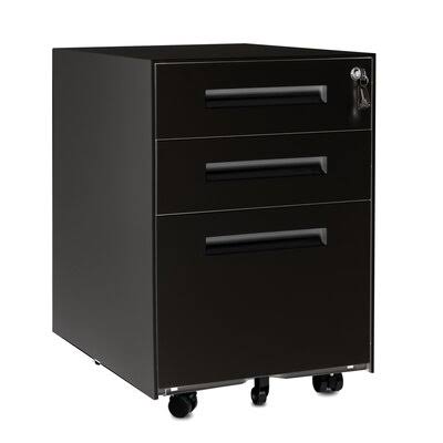 Black 3-Drawer Mobile Vertical Filing Cabinet F59581